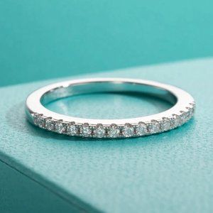 Certified 1.5mm Moissanite Diamond Pave Half Eternity Ring NEW